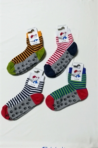 No-slide sock striped - Striped non-slip cotton sock for boy.)